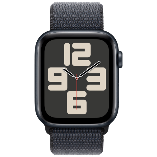 Apple Watch SE 2024 4G 44mm Zwart (Zwarte Nylon Band)